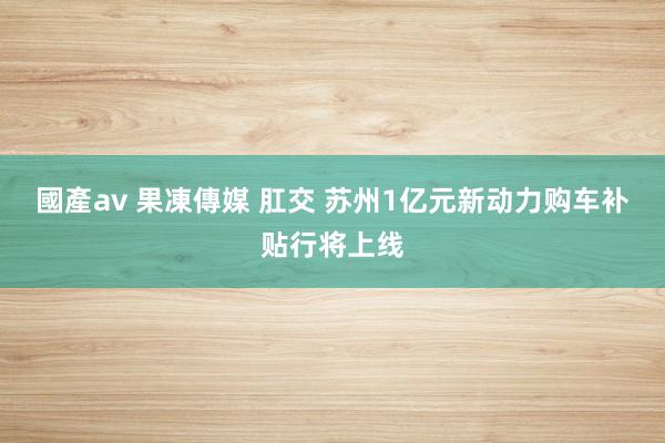 國產av 果凍傳媒 肛交 苏州1亿元新动力购车补贴行将上线