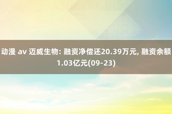 动漫 av 迈威生物: 融资净偿还20.39万元， 融资余额1.03亿元(09-23)