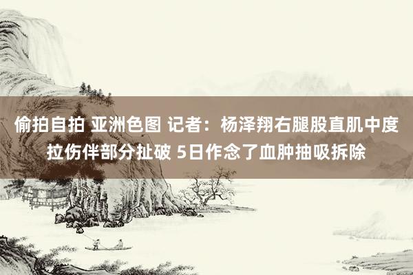 偷拍自拍 亚洲色图 记者：杨泽翔右腿股直肌中度拉伤伴部分扯破 5日作念了血肿抽吸拆除