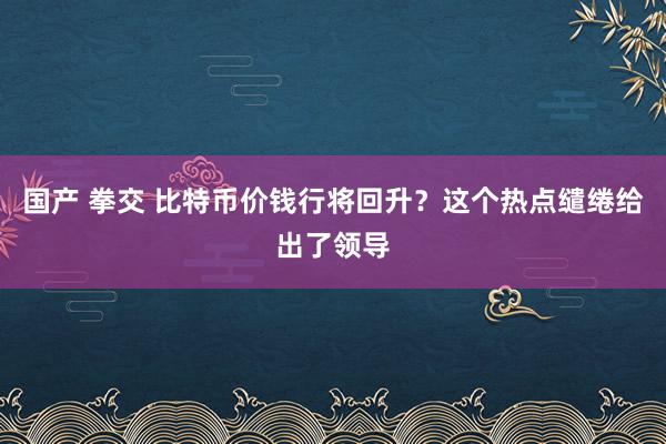 国产 拳交 比特币价钱行将回升？这个热点缱绻给出了领导