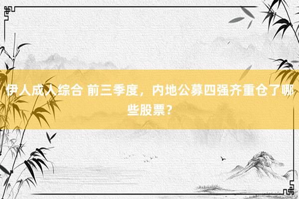 伊人成人综合 前三季度，内地公募四强齐重仓了哪些股票？