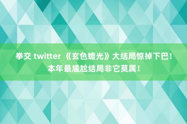 拳交 twitter 《玄色蟾光》大结局惊掉下巴！本年最尴尬结局非它莫属！