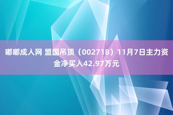 嘟嘟成人网 盟国吊顶（002718）11月7日主力资金净买入42.97万元