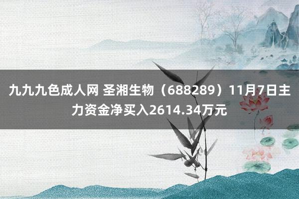 九九九色成人网 圣湘生物（688289）11月7日主力资金净买入2614.34万元