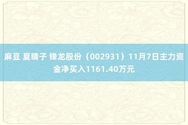 麻豆 夏晴子 锋龙股份（002931）11月7日主力资金净买入1161.40万元