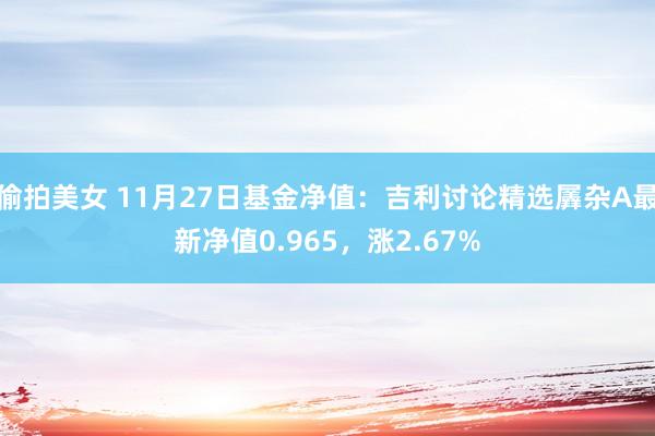 偷拍美女 11月27日基金净值：吉利讨论精选羼杂A最新净值0.965，涨2.67%