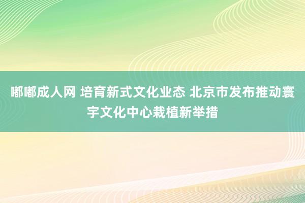 嘟嘟成人网 培育新式文化业态 北京市发布推动寰宇文化中心栽植新举措