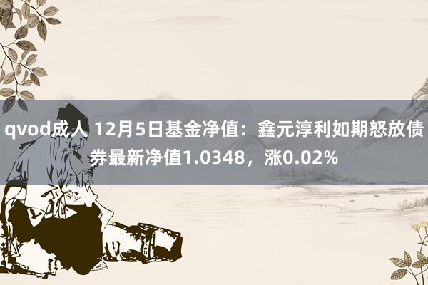 qvod成人 12月5日基金净值：鑫元淳利如期怒放债券最新净值1.0348，涨0.02%