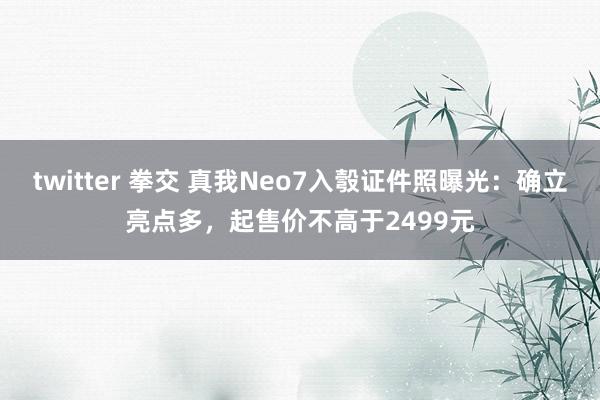 twitter 拳交 真我Neo7入彀证件照曝光：确立亮点多，起售价不高于2499元