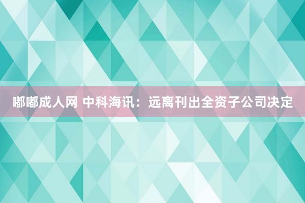 嘟嘟成人网 中科海讯：远离刊出全资子公司决定