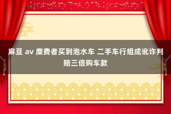 麻豆 av 糜费者买到泡水车 二手车行组成讹诈判赔三倍购车款