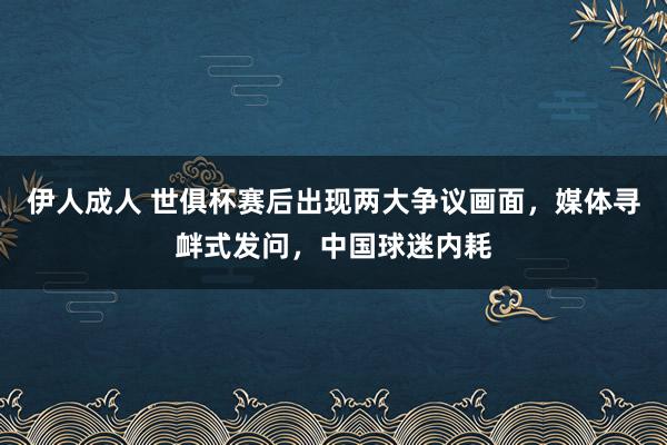 伊人成人 世俱杯赛后出现两大争议画面，媒体寻衅式发问，中国球迷内耗