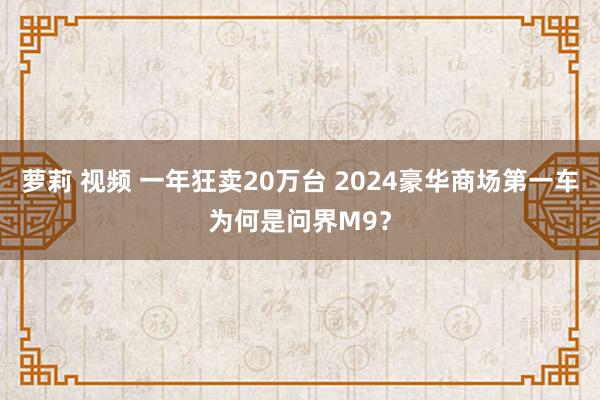 萝莉 视频 一年狂卖20万台 2024豪华商场第一车为何是问界M9？