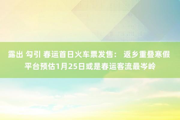 露出 勾引 春运首日火车票发售： 返乡重叠寒假 平台预估1月25日或是春运客流最岑岭