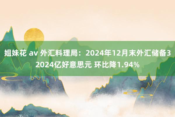 姐妹花 av 外汇料理局：2024年12月末外汇储备32024亿好意思元 环比降1.94%