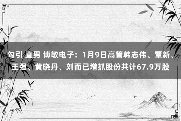 勾引 直男 博敏电子：1月9日高管韩志伟、覃新、王强、黄晓丹、刘而已增抓股份共计67.9万股