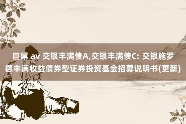 巨屌 av 交银丰满债A，交银丰满债C: 交银施罗德丰满收益债券型证券投资基金招募说明书(更新)